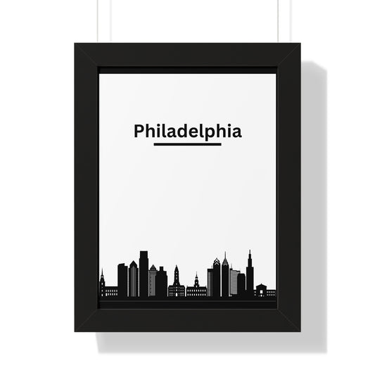 Stunning Framed Vertical Poster of Philadelphia's Iconic City View - A Perfect Addition to Your Urban-Inspired Decor BLACK FRAME