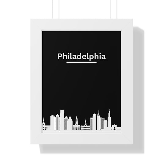 Stunning Framed Vertical Poster of Philadelphia's Iconic City View - A Perfect Addition to Your Urban-Inspired Decor WHITE FRAME