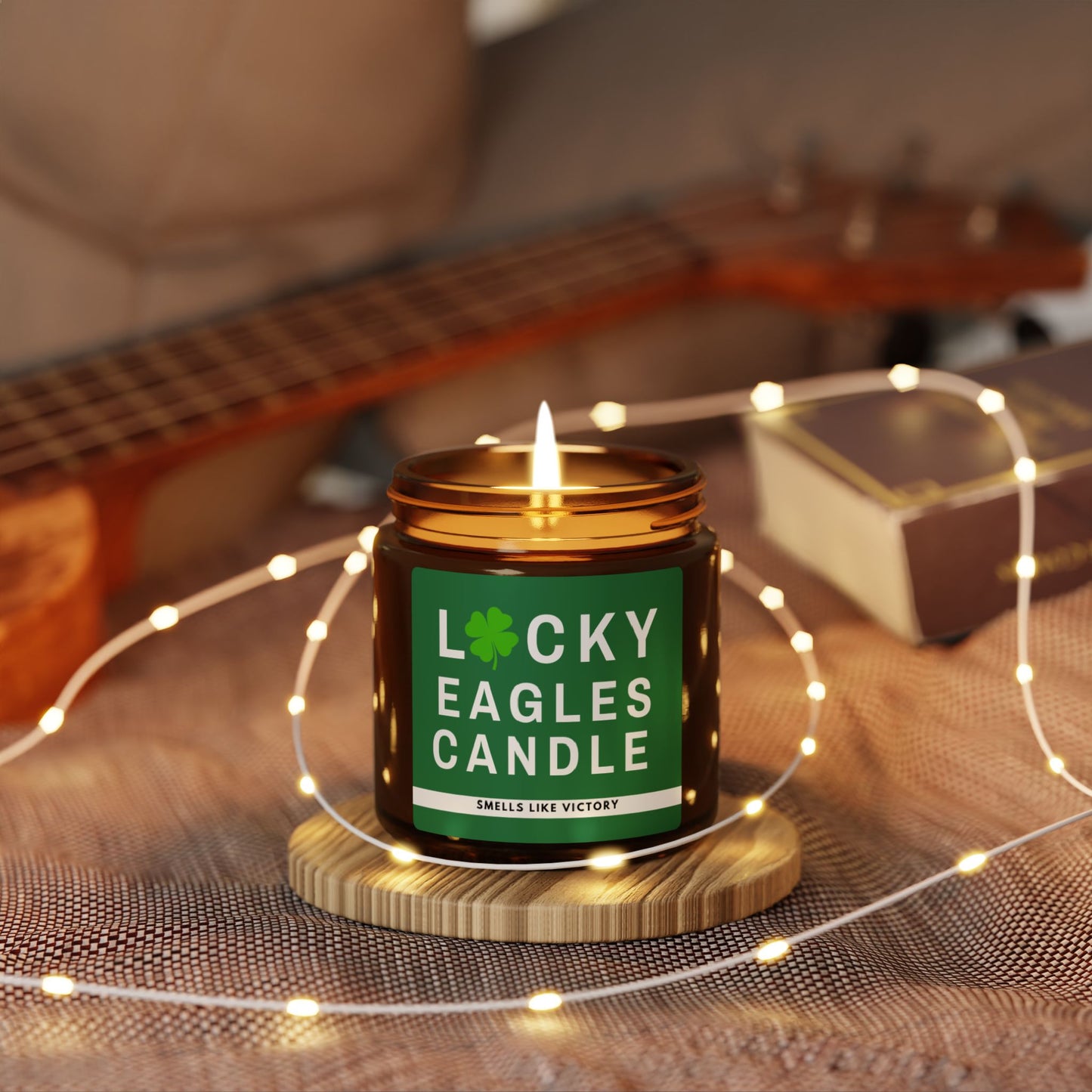 Ambar Jar Candle, Lucky Eagle Design, 4oz Soy Candle, Aromatic Scents, Hand-poured Candle, Philadelphia Fans Gift, Football Tailgate Decor,