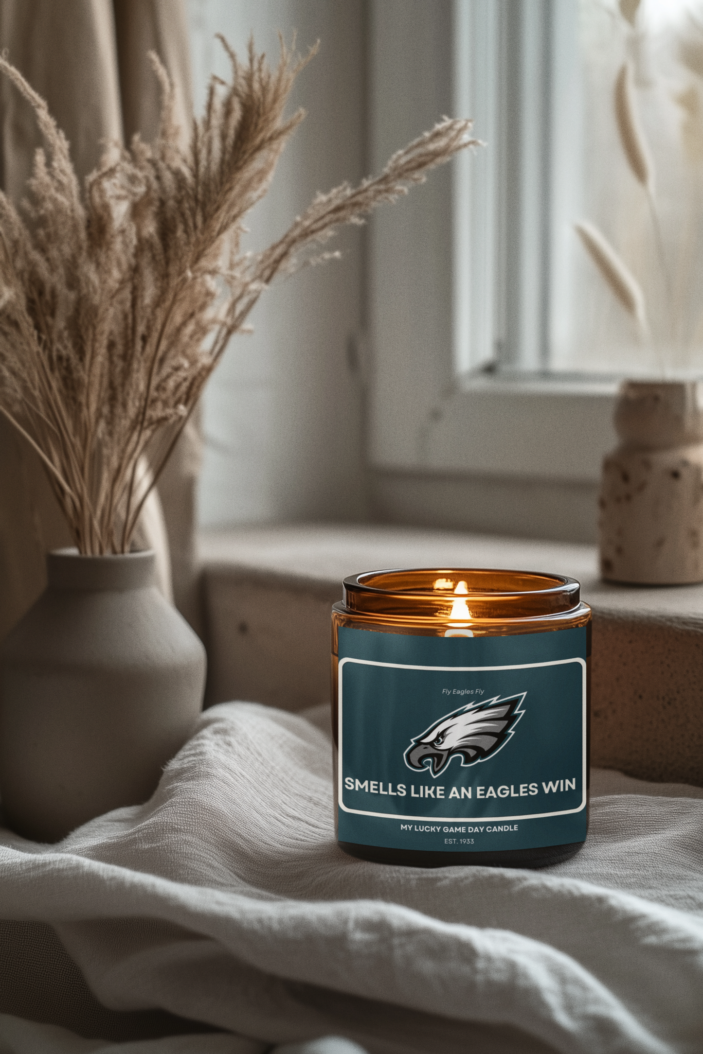 Eagles Candle, Philly Sports Fan Gift, Scented Soy Candle, Smells Like Victory, Amber Jar, 4oz, Eagles Win Candle, Football Gift, Home Decor