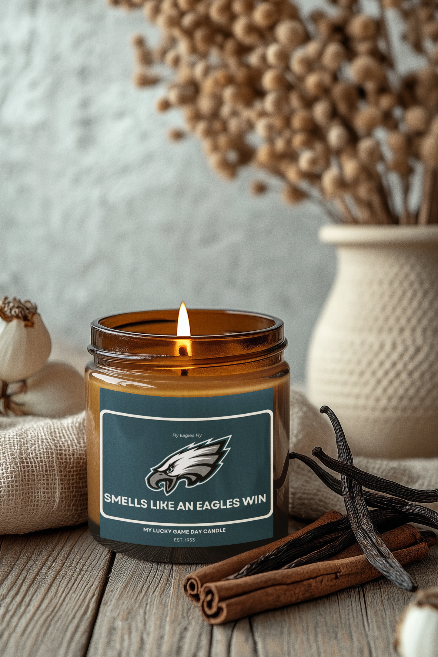 Eagles Candle, Philly Sports Fan Gift, Scented Soy Candle, Smells Like Victory, Amber Jar, 4oz, Eagles Win Candle, Football Gift, Home Decor