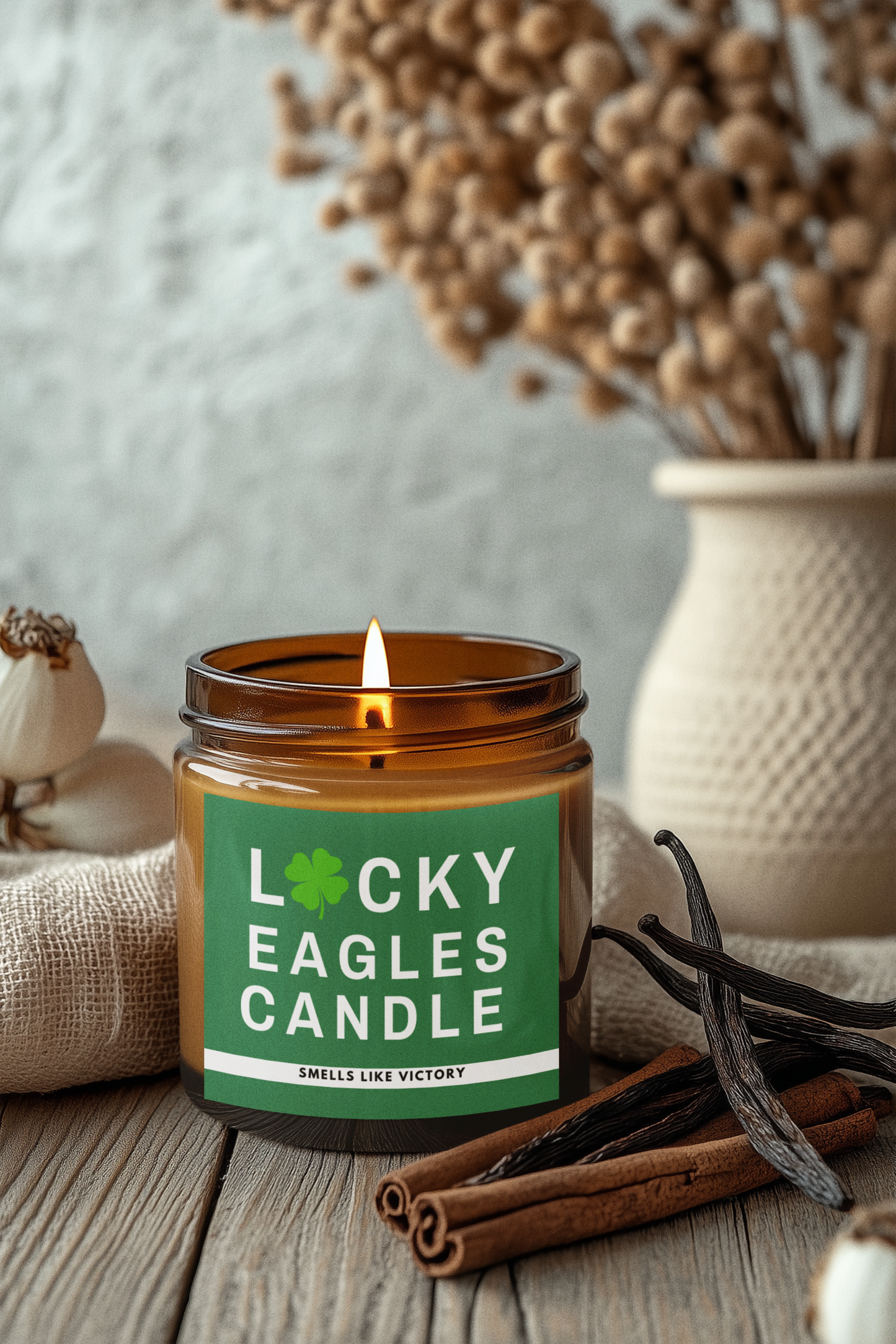 Ambar Jar Candle, Lucky Eagle Design, 4oz Soy Candle, Aromatic Scents, Hand-poured Candle, Philadelphia Fans Gift, Football Tailgate Decor,