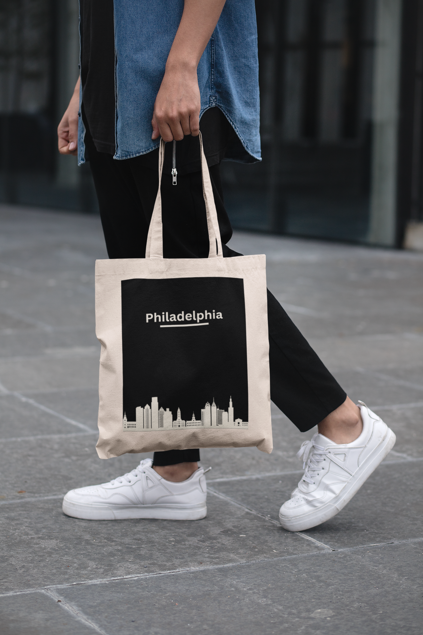 Philly City View Cotton Canvas Tote Bag  Stylish & Durable Perfect for Everyday Use or Gifts! #PhillyLove #ToteBag