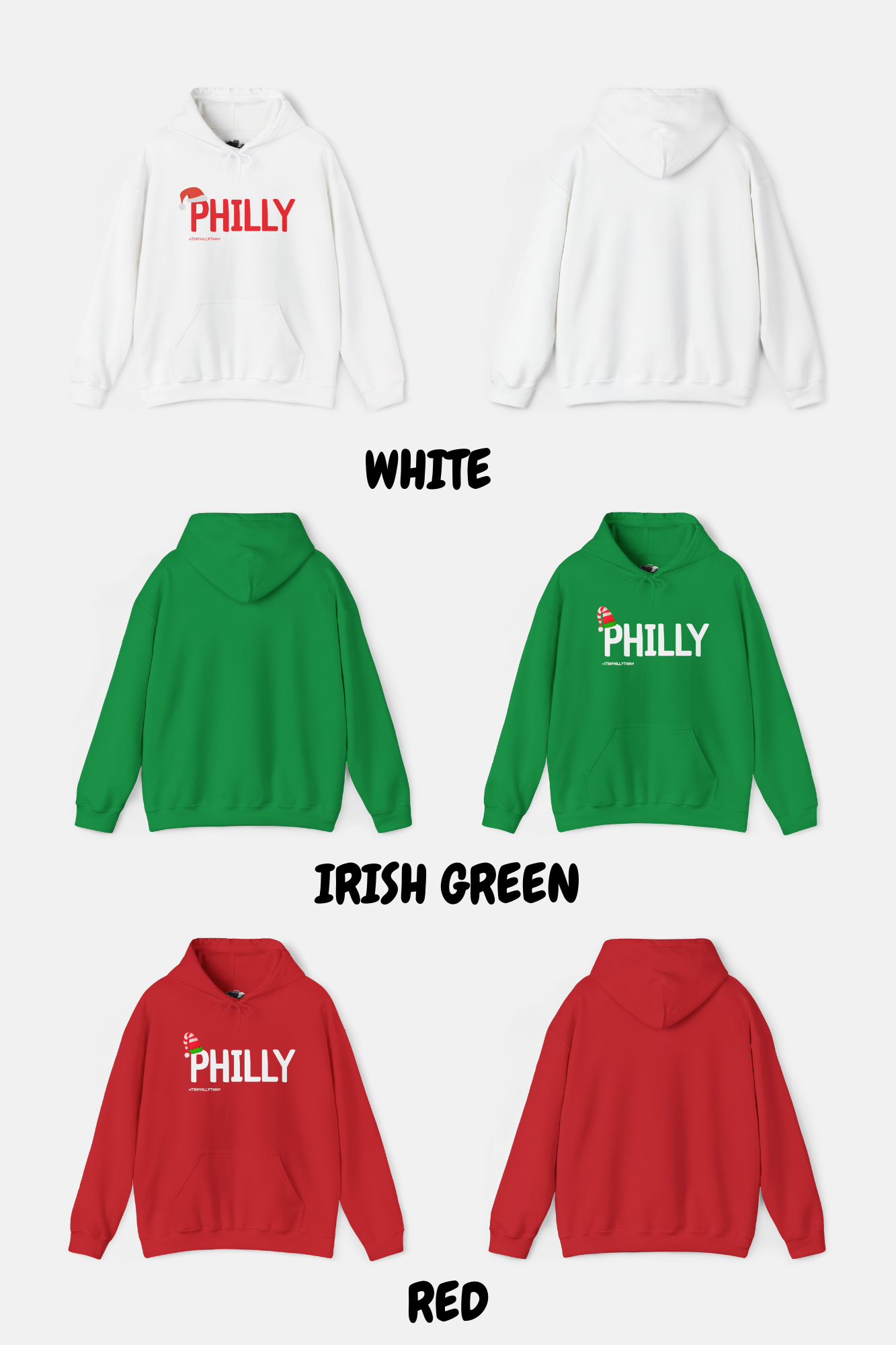 Philly Christmas Hoodie - Festive Unisex Sweatshirt with Santa Hat Design, Perfect for Holiday Spirit, Cozy Winter Wear, and City Pride