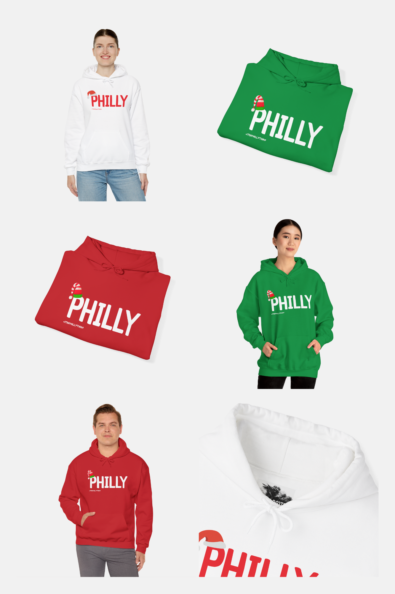 Philly Christmas Hoodie - Festive Unisex Sweatshirt with Santa Hat Design, Perfect for Holiday Spirit, Cozy Winter Wear, and City Pride