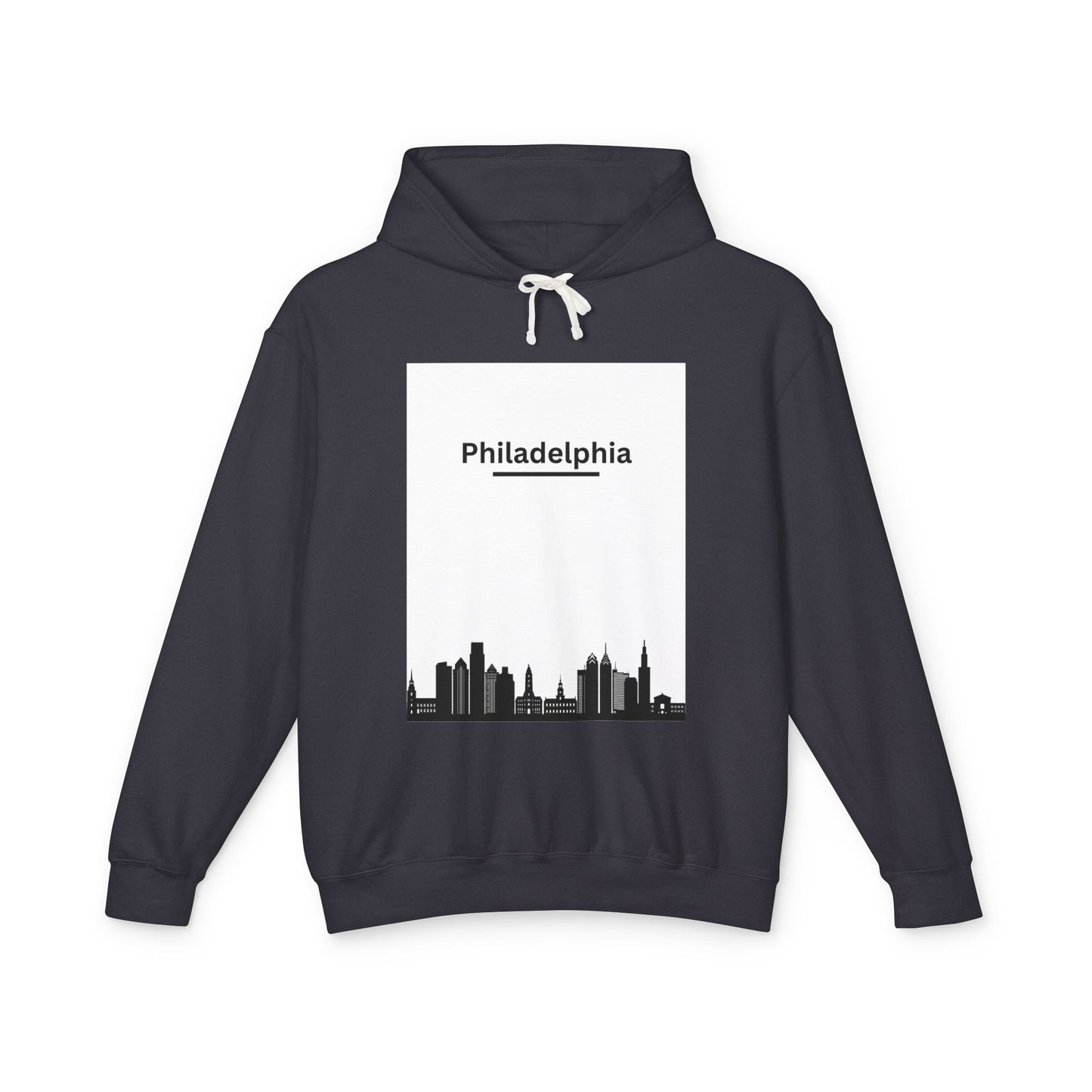 Unisex Lightweight Hooded Sweatshirt with Philly Vibes Black & White City View Comfortable, and Perfect for Urban Vibes and Everyday Wear!