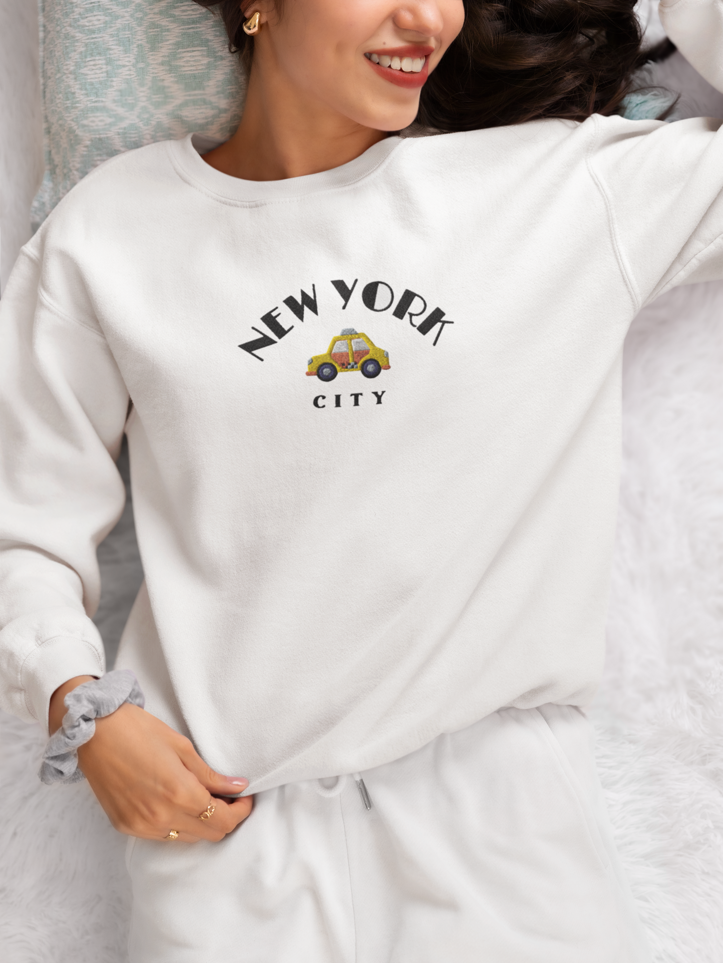 NYC Embroidered Sweatshirt | Yellow Taxi Design | Proudly Represent New York