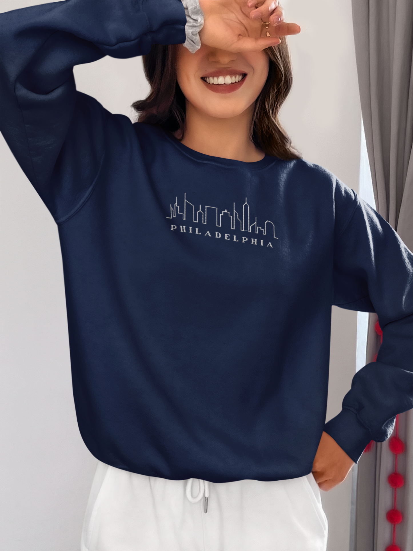 Philadelphia Skyline Embroidered Sweatshirt | Classy Cozy Apparel | Pride in Philly